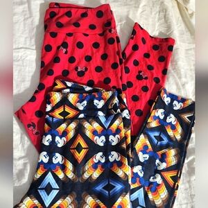 Disney Red and Multicolor Mickey Mouse Leggings